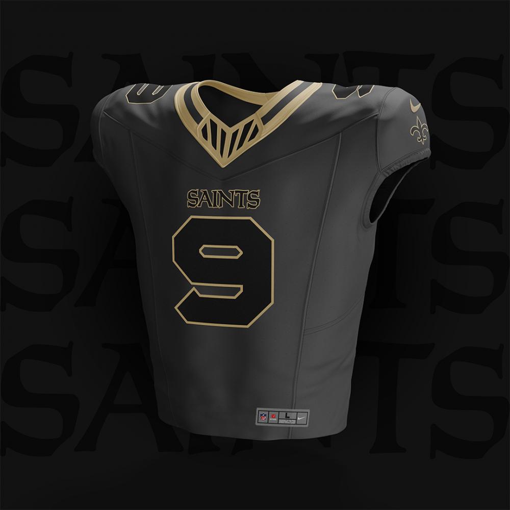 Creative rebrand of the New Orleans Saints NFL football teams jersey