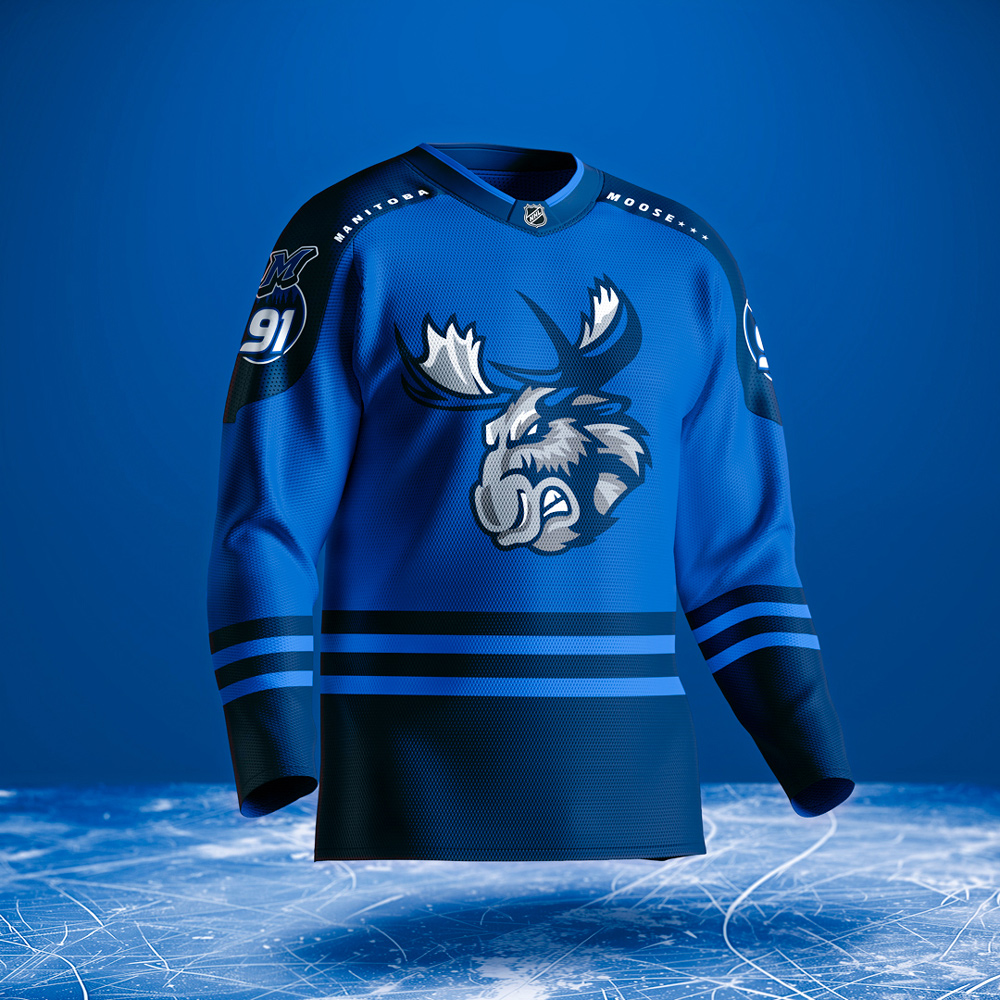 Creative rebrand of the Minnesota Moose AHL hockey team jersey